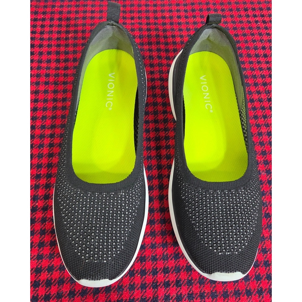 Vionic Kallie Women's sz 7 Black Knit Walking Shoe Orthotic Arch Support